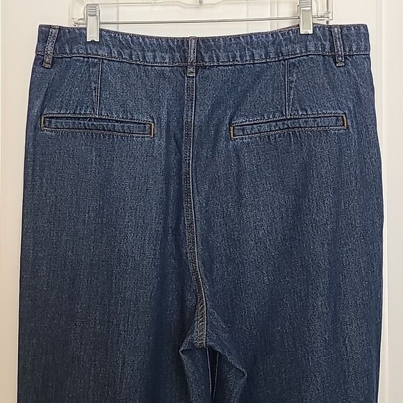 Loft High Rise Palazzo Jeans in Dark Rinse Size 32 - Picture 7 of 14